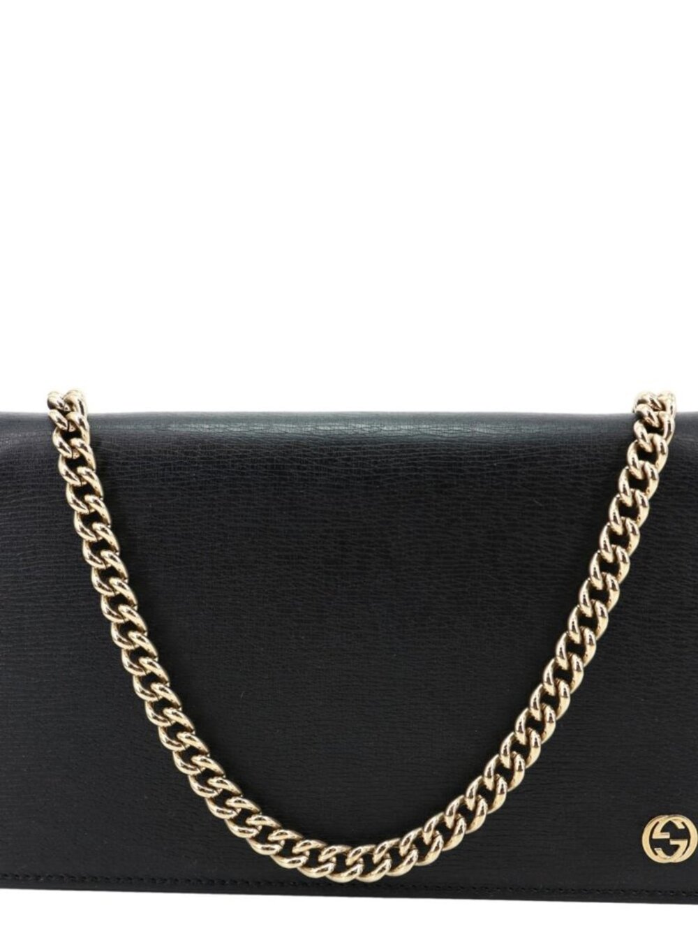 Gucci  Calfskin Leather Wallet On Chain Black 354697